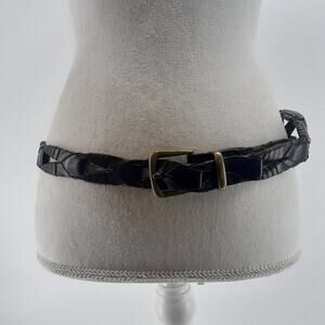 Fossil Men's Genuine Leather Links Gold Tone Buckle Solid Brass Single Prong